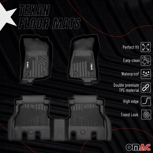 Jeep Wrangler JL Floor Mats - Omac - 3D Texan Premium TPE - Black - 2018